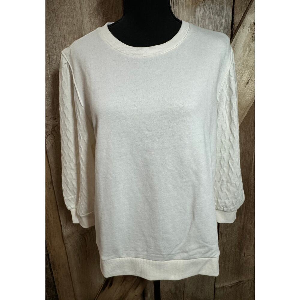 NWT Nautica Women's M Ivory / Bone Knit Sweater Casual Pullover Long Sleeve